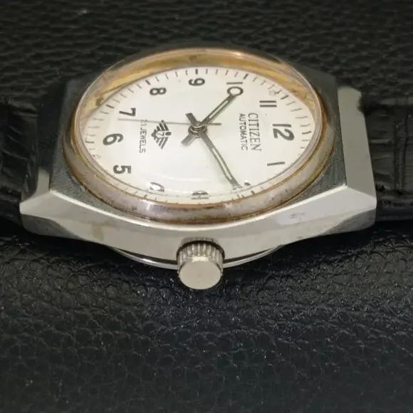 Vintage 1978 Citizen Automatic Mens Silver Watch W/daydate & Gold accents